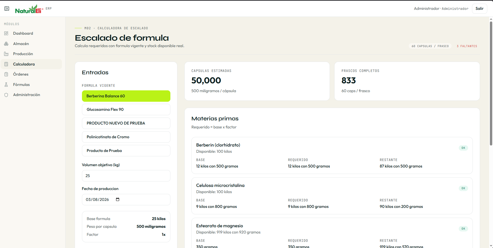 Calculadora de escalado de fórmula
